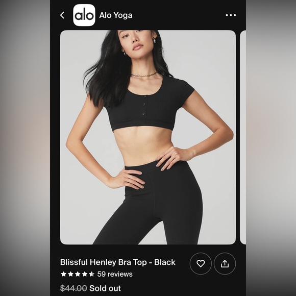 ALO Yoga Tops - Alo yoga blissful Henley bra top